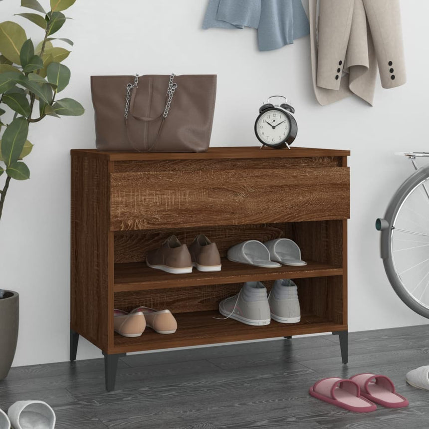 Schoenenkast 70X36X60 Cm Bewerkt Hout Bruin Eikenkleur