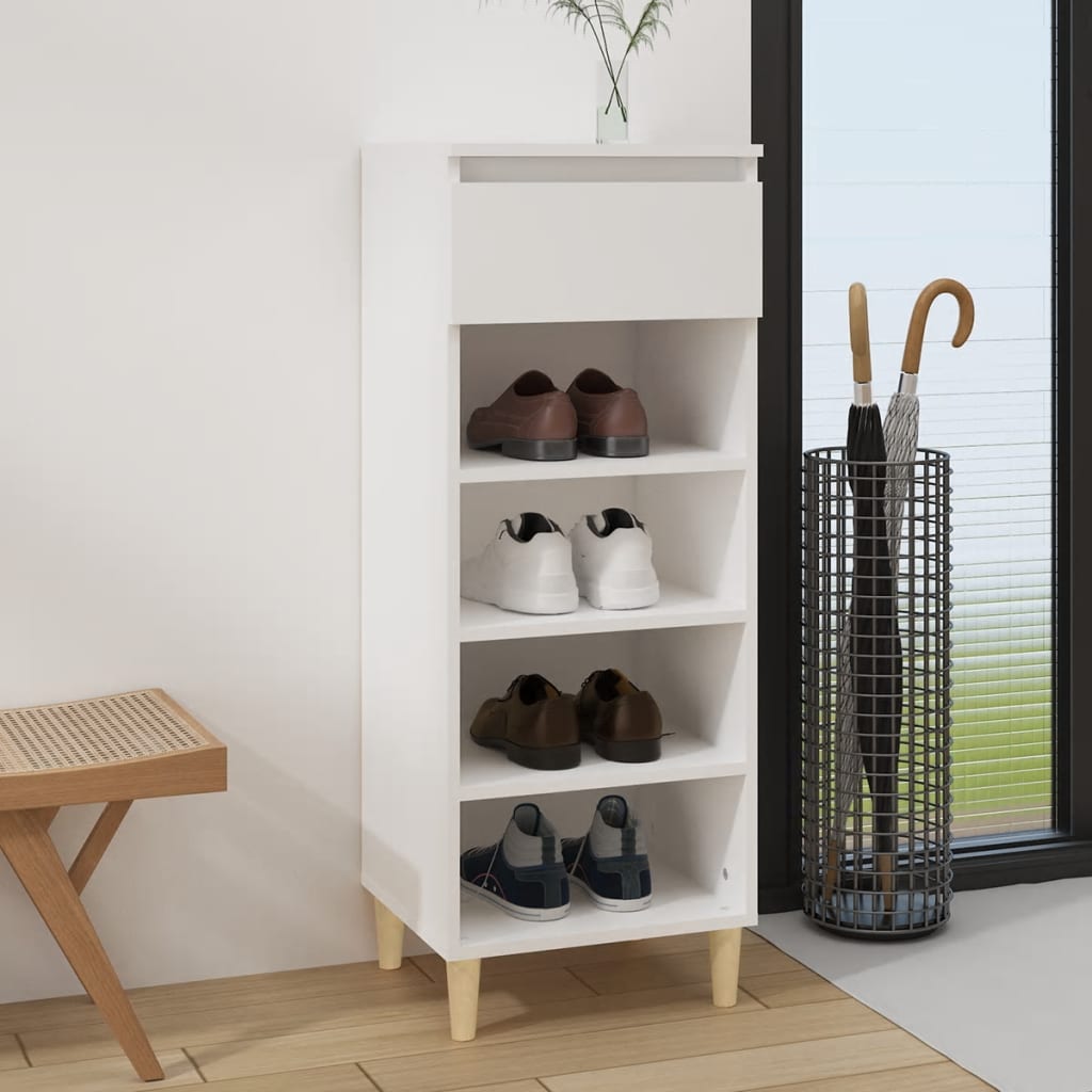 Schoenenkast 40X36X105 Cm Bewerkt Hout Wit