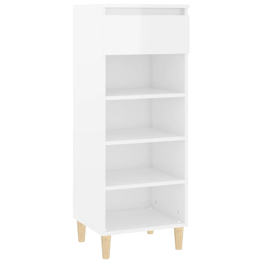 Schoenenkast 40X36X105 Cm Bewerkt Hout Hoogglans Wit
