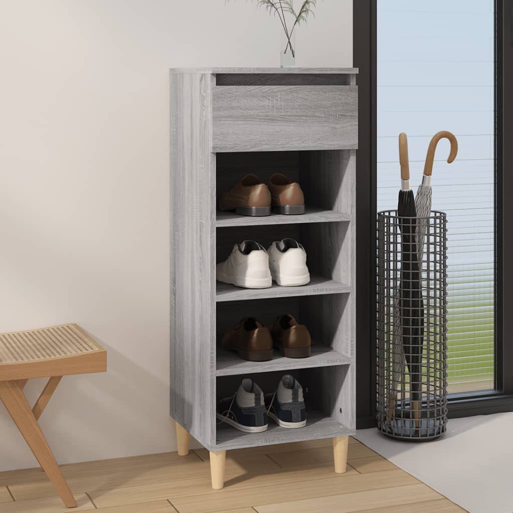 Schoenenkast 40X36X105 Cm Bewerkt Hout Grijs Sonoma