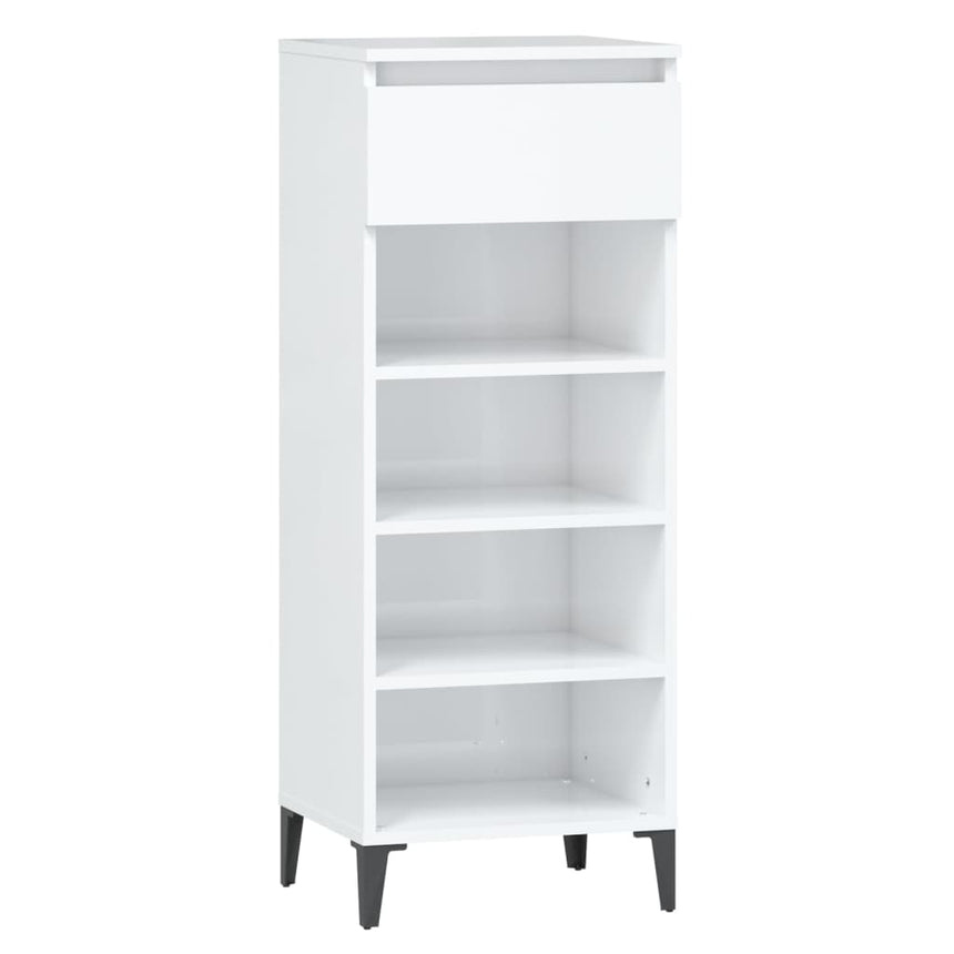 Schoenenrek 40X36X105 Cm Bewerkt Hout Hoogglans Wit
