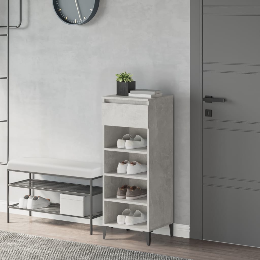 Schoenenkast 40X36X105 Cm Bewerkt Hout Betongrijs