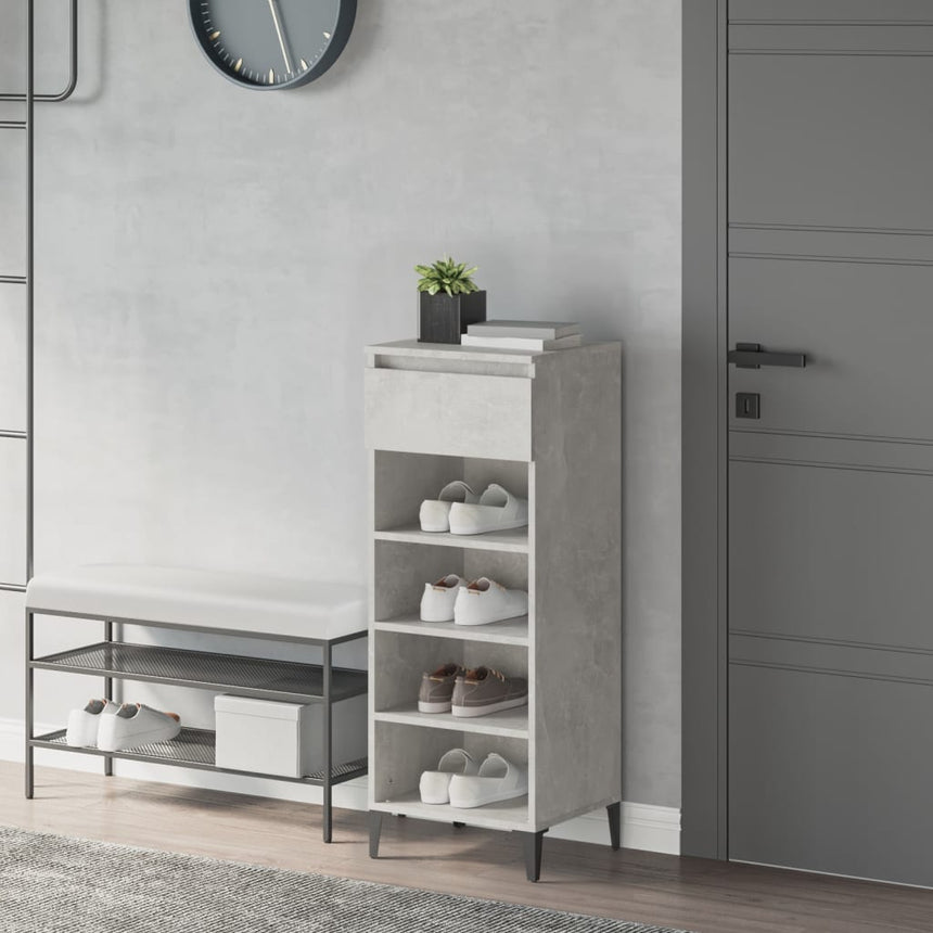 Schoenenkast 40X36X105 Cm Bewerkt Hout Betongrijs