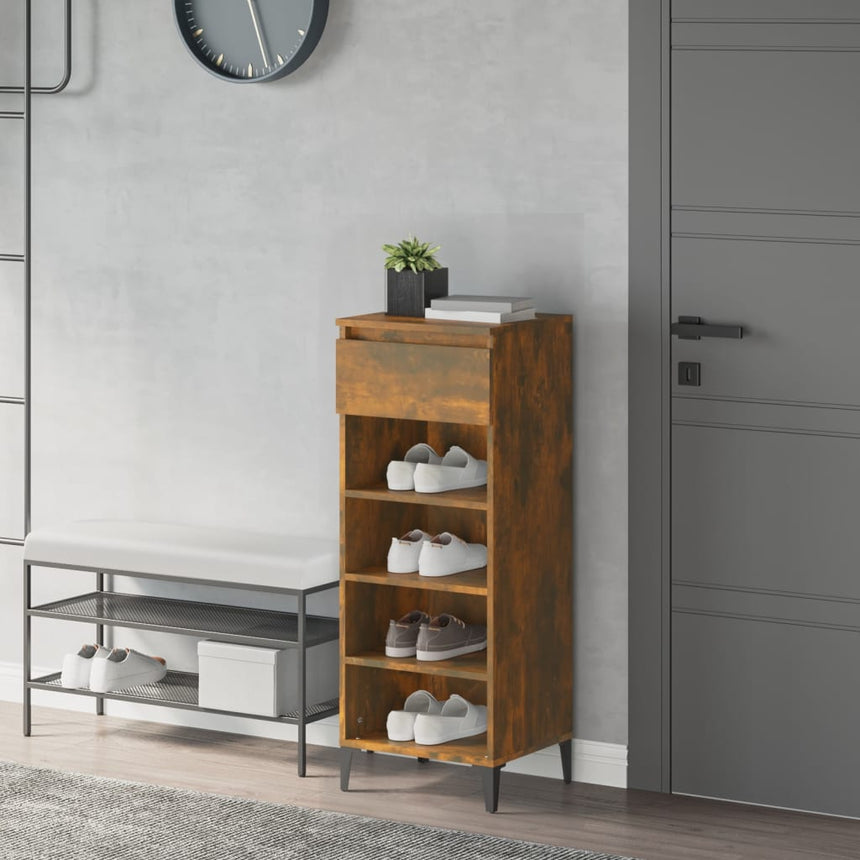 Schoenenrek 40X36X105 Cm Bewerkt Hout Kleurig Gerookt Eiken