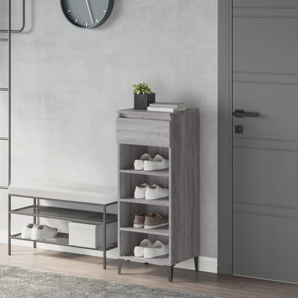 Schoenenrek 40X36X105 Cm Bewerkt Hout Eikenkleurig Grijs Sonoma