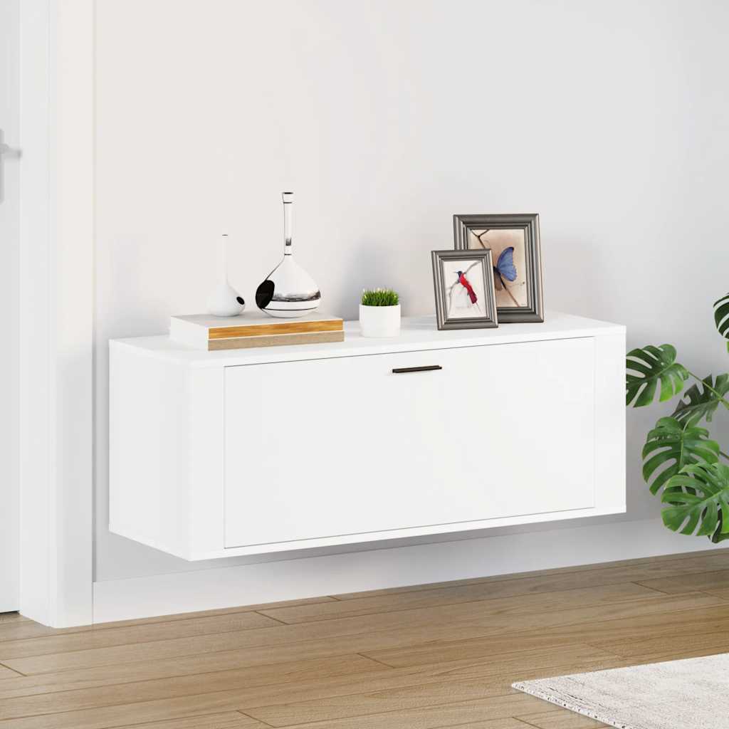 Wandschoenenkast 100X35X38 Cm Bewerkt Hout Wit