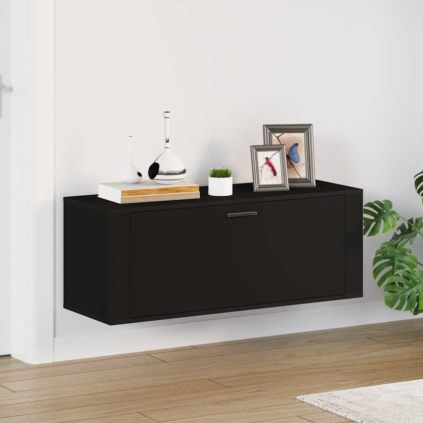 Wandschoenenkast 100X35X38 Cm Bewerkt Hout Zwart