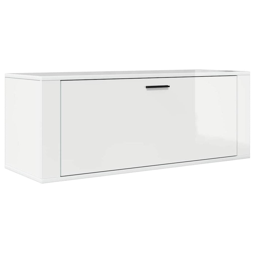 Wandschoenenkast 100X35X38 Cm Bewerkt Hout Hoogglans Wit
