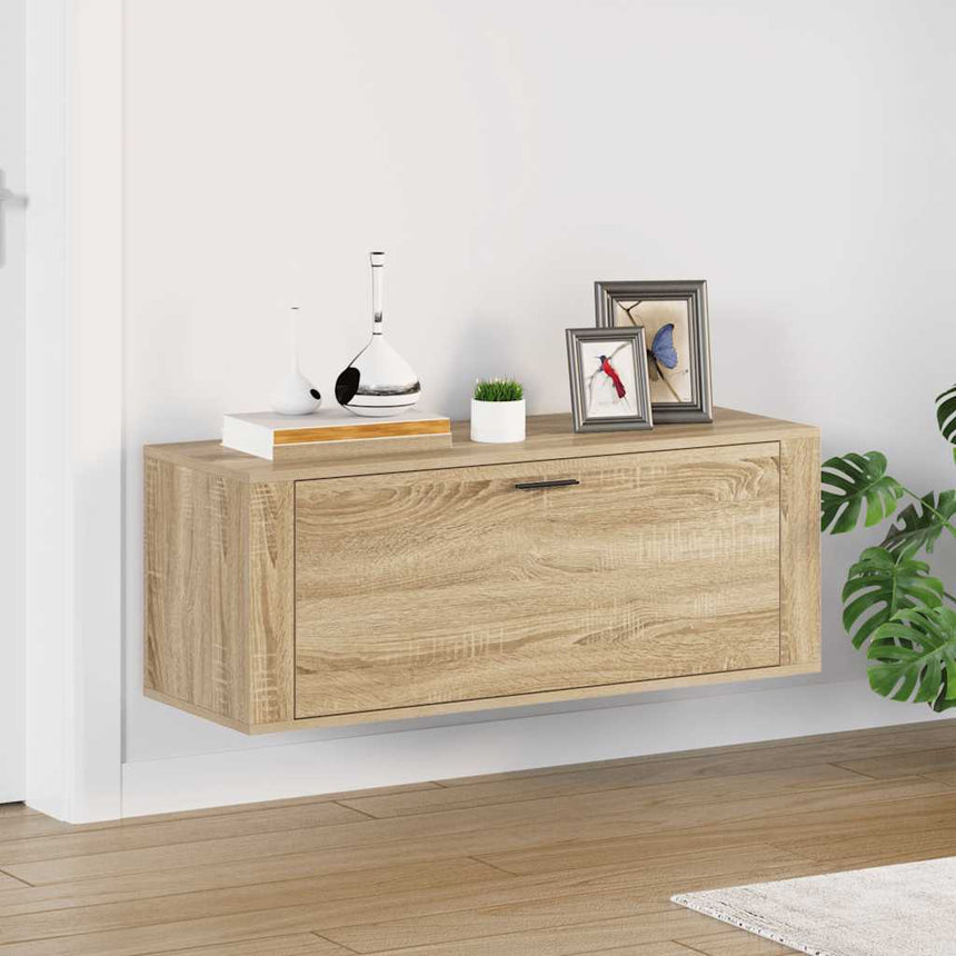 Wandschoenenkast 100X35X38 Cm Bewerkt Hout Sonoma Eiken