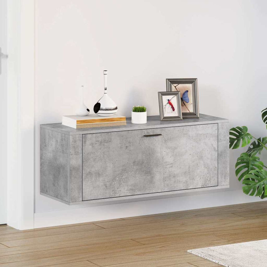 Wandschoenenkast 100X35X38 Cm Bewerkt Hout Betongrijs