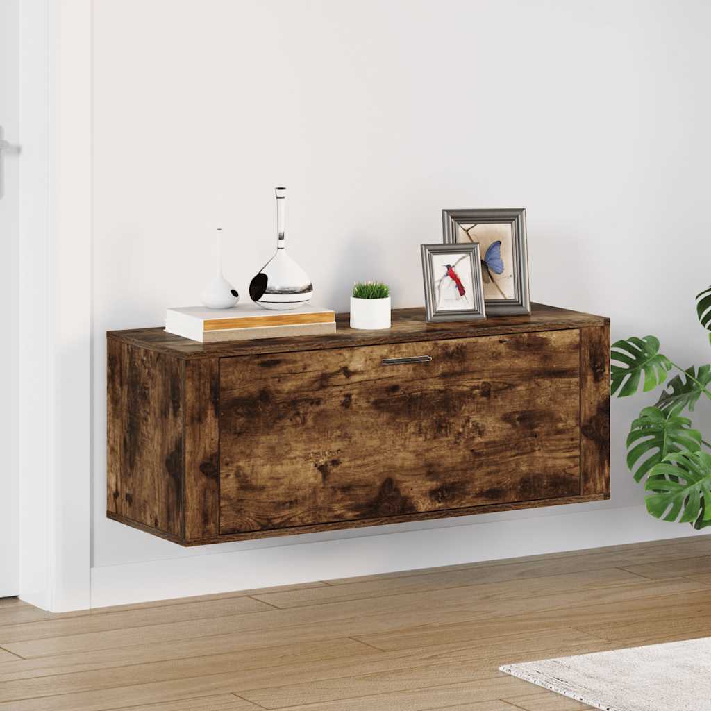 Schoenenkast Wandgemonteerd 100X35X38 Cm Bewerkt Hout Eiken Gerookt Eiken