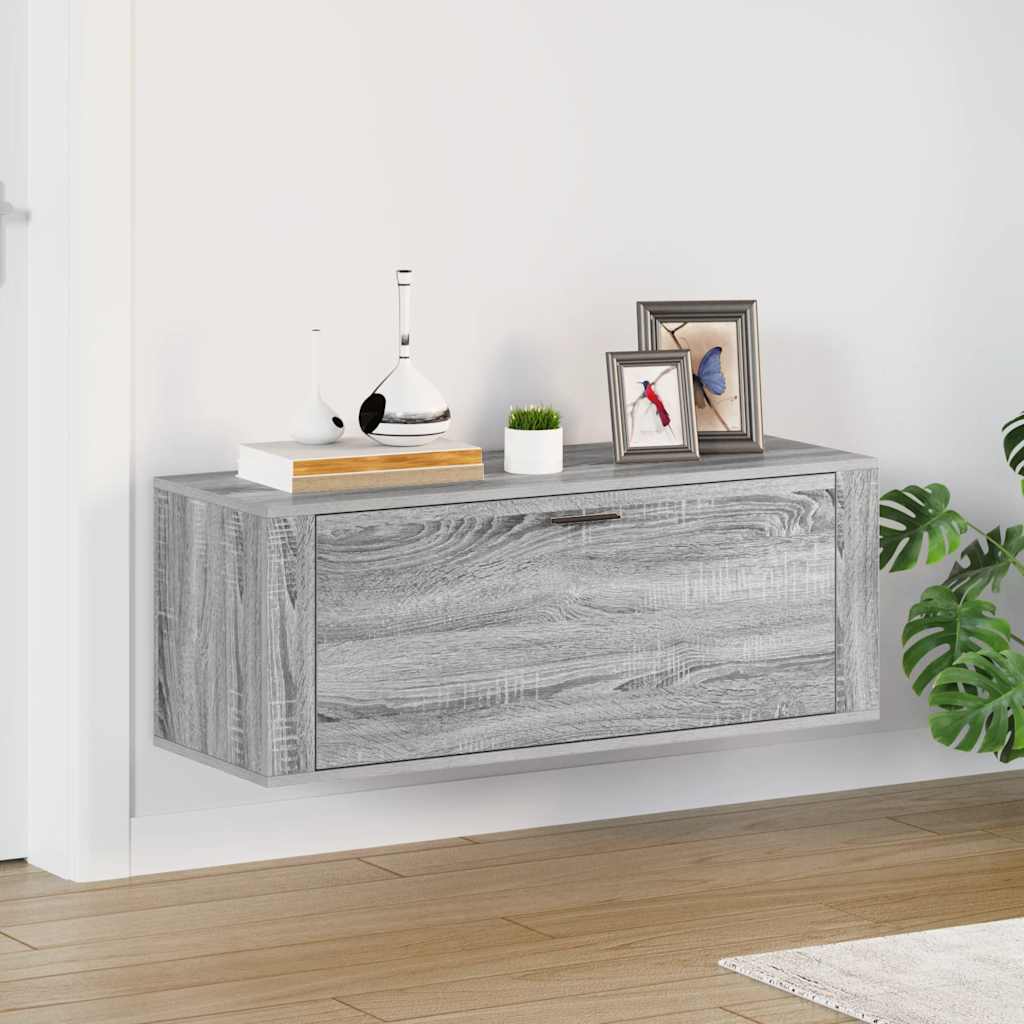 Wandschoenenkast 100X35X38 Cm Bewerkt Hout Grijs Sonoma
