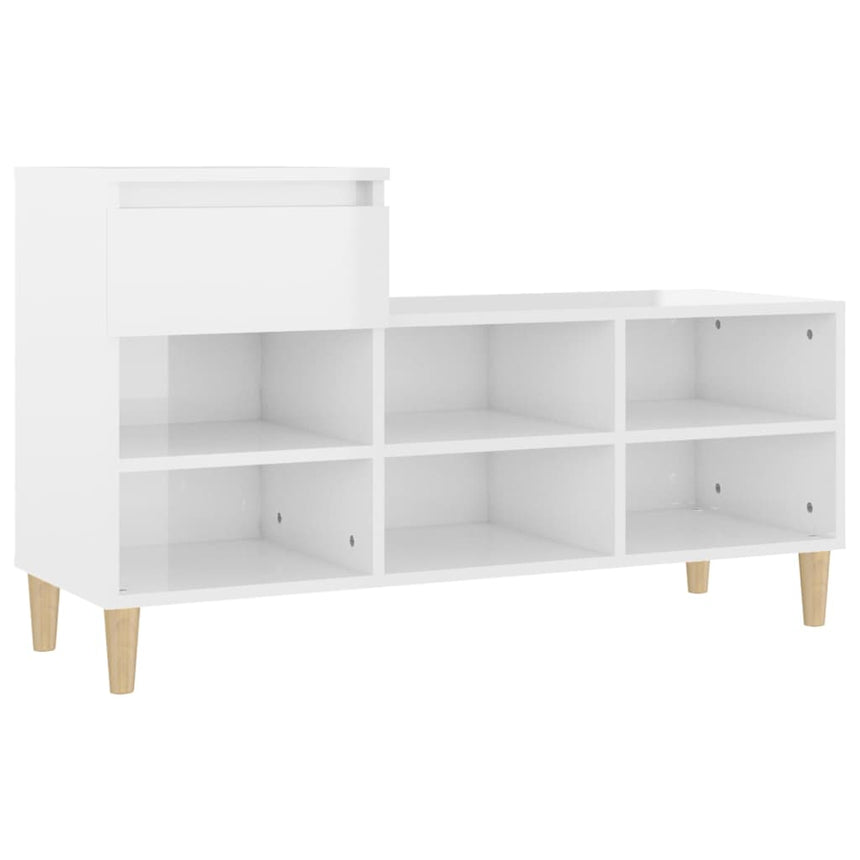 Schoenenkast 102X36X60 Cm Bewerkt Hout Hoogglans Wit