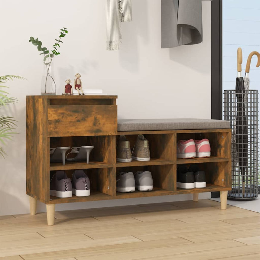 Schoenenkast 102X36X60 Cm Bewerkt Hout Kleurig Gerookt Eiken