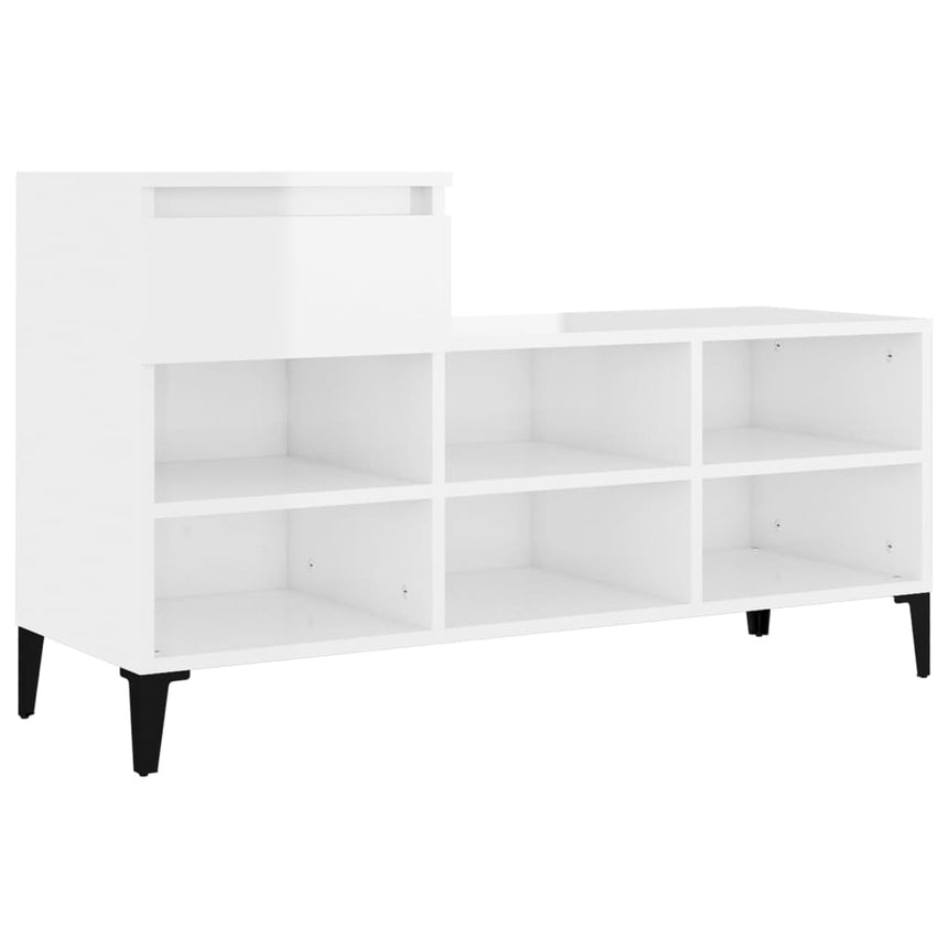 Schoenenkast 102X36X60 Cm Bewerkt Hout Hoogglans Wit