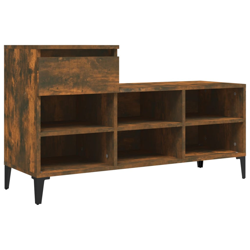 Schoenenkast 102X36X60 Cm Bewerkt Hout Kleurig Gerookt Eiken