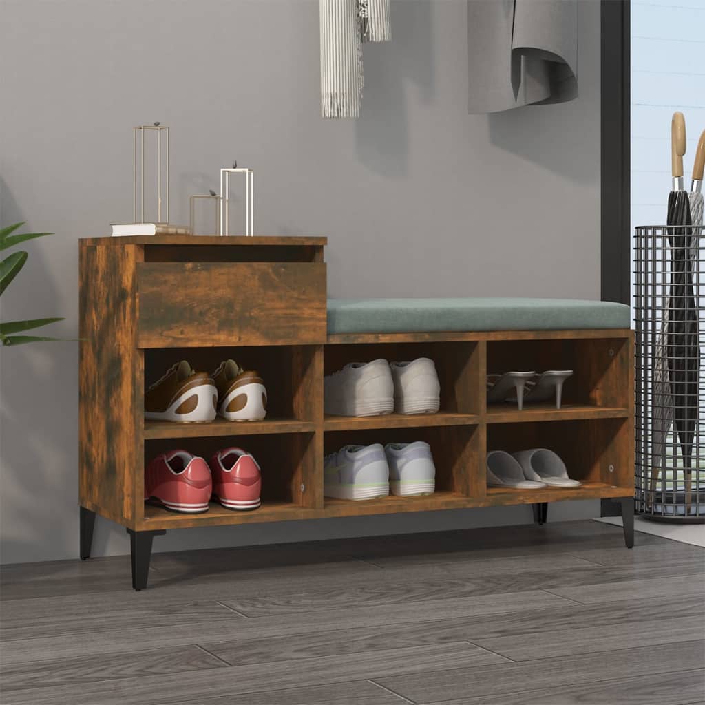 Schoenenkast 102X36X60 Cm Bewerkt Hout Kleurig Gerookt Eiken