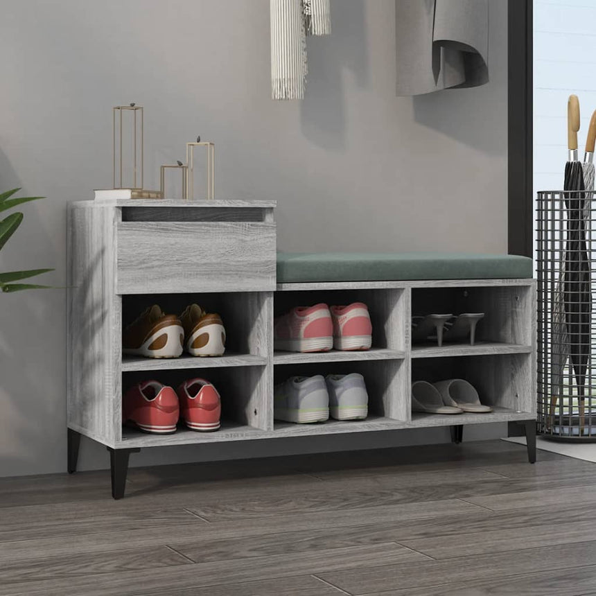 Schoenenkast 102X36X60 Cm Bewerkt Hout Sonoma Grijs Grijs Sonoma