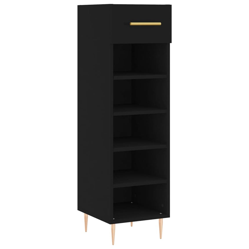 Schoenenkast 30X35X105 Cm Bewerkt Hout Zwart Bruin Eikenkleur