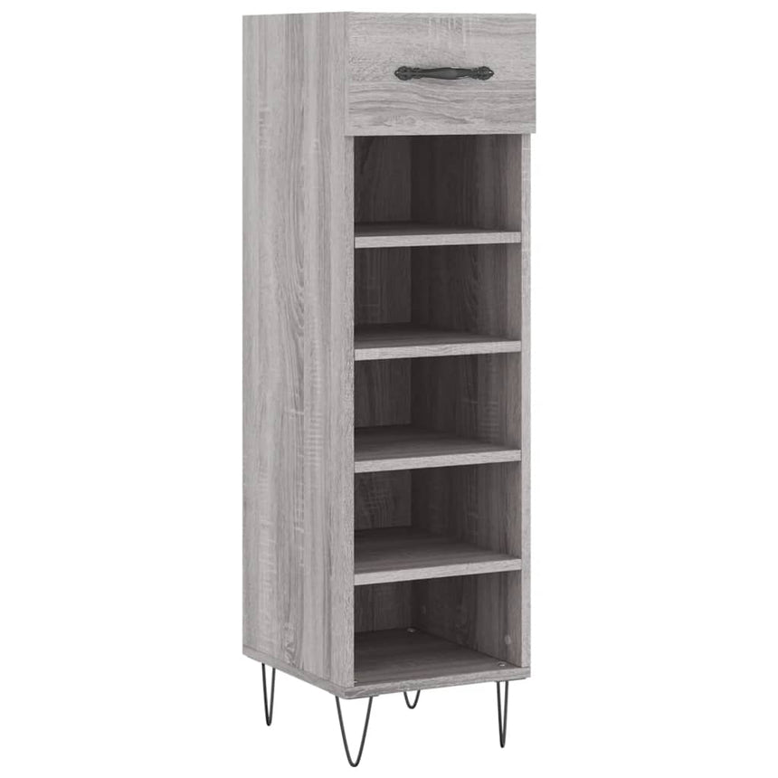Schoenenkast 30X35X105 Cm Bewerkt Hout Eikenkleur Grijs Sonoma