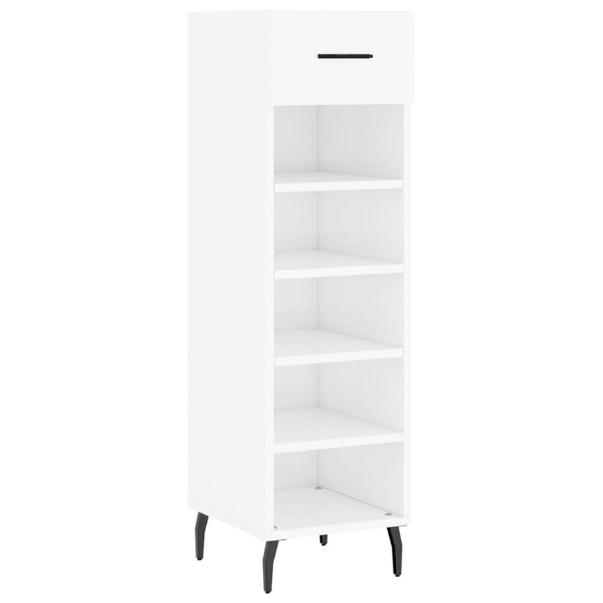 Schoenenkast 30X35X105 Cm Bewerkt Hout Hoogglans Wit Betongrijs