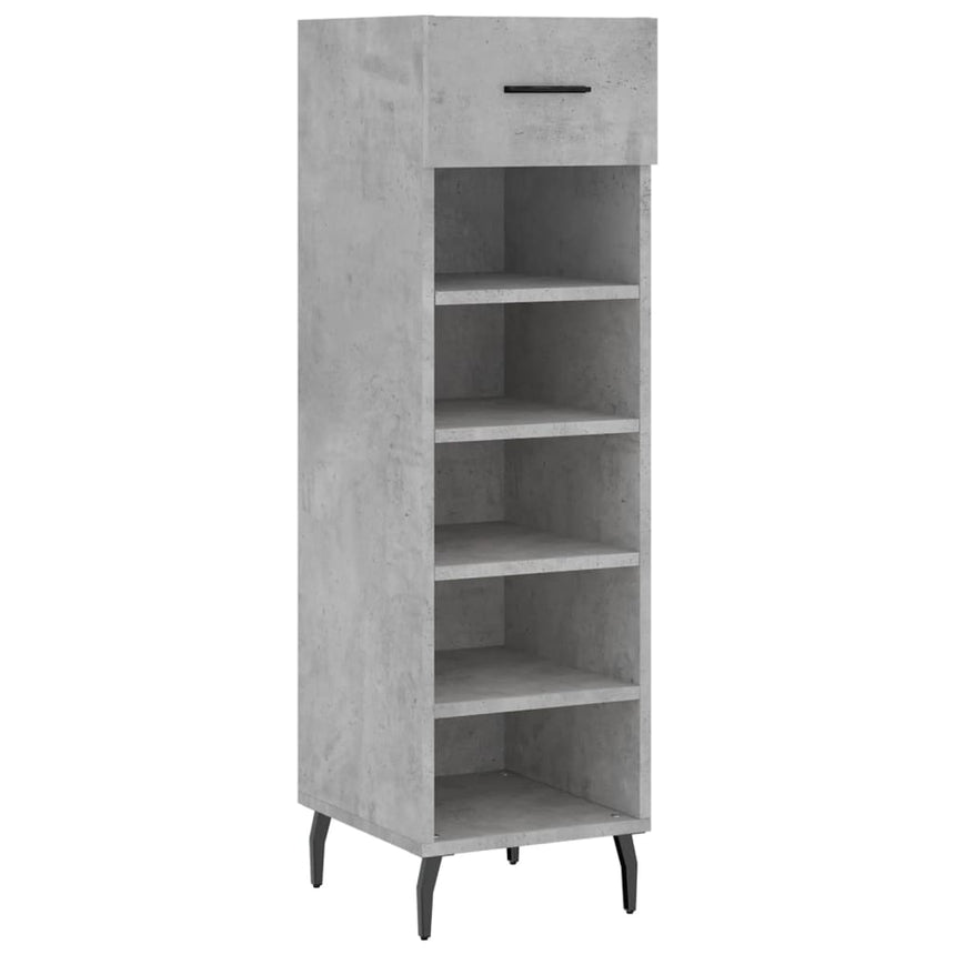 Schoenenkast 30X35X105 Cm Bewerkt Hout Betongrijs Hoogglans Wit