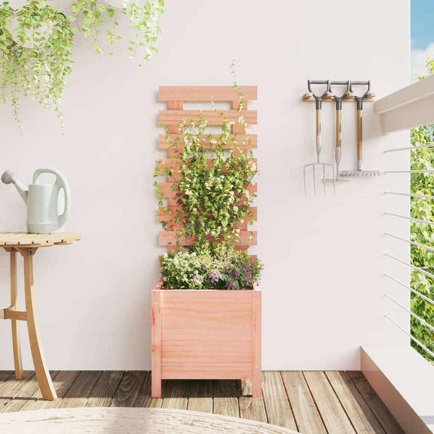 Plantenbak Met Rek 39X39,5X114 Cm Massief Grenenhout Zwart