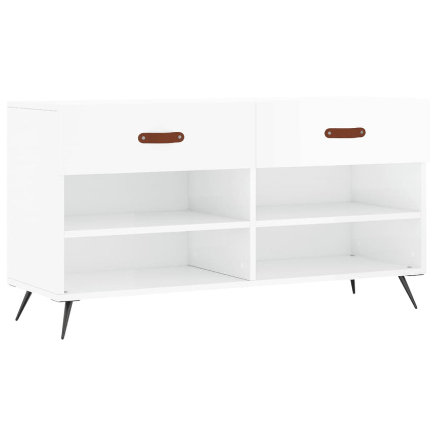 Schoenenbank 102X35X55 Cm Bewerkt Hout Hoogglans Wit