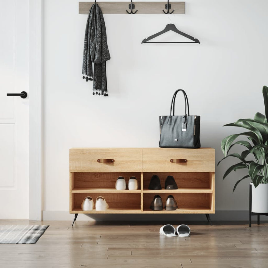 Schoenenbank 102X35X55 Cm Bewerkt Hout Kleurig Sonoma Eiken