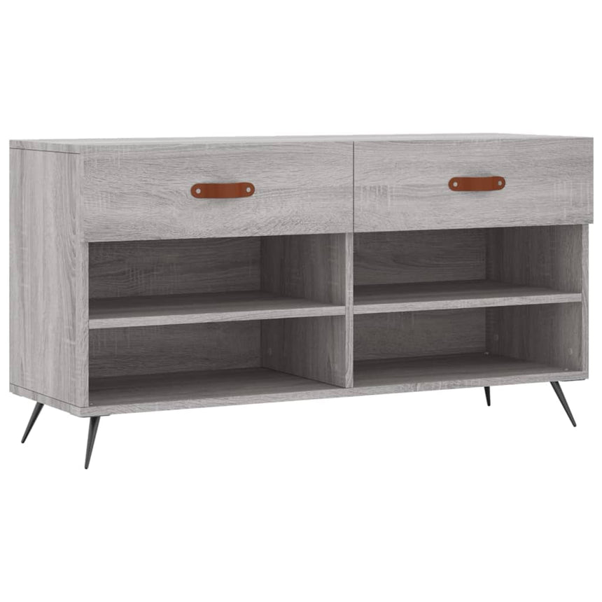 Schoenenbank 102X35X55 Cm Bewerkt Hout Eikenkleur Grijs Sonoma