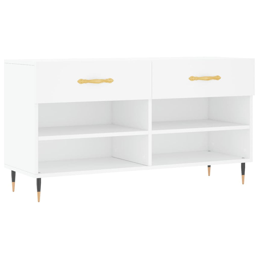 Schoenenbank 102X35X55 Cm Bewerkt Hout Wit