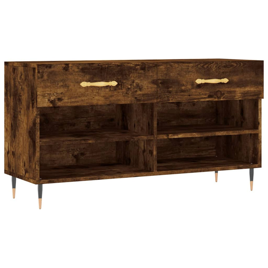 Schoenenbank 102X35X55 Cm Bewerkt Hout Kleurig Gerookt Eiken