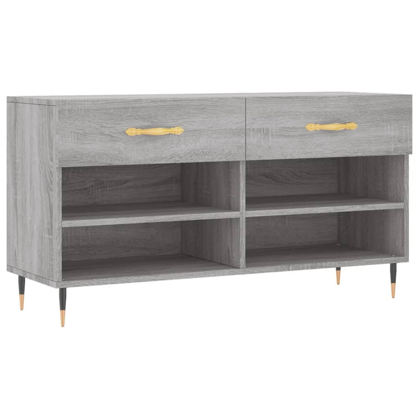 Schoenenbank 102X35X55 Cm Bewerkt Hout Eikenkleur Grijs Sonoma