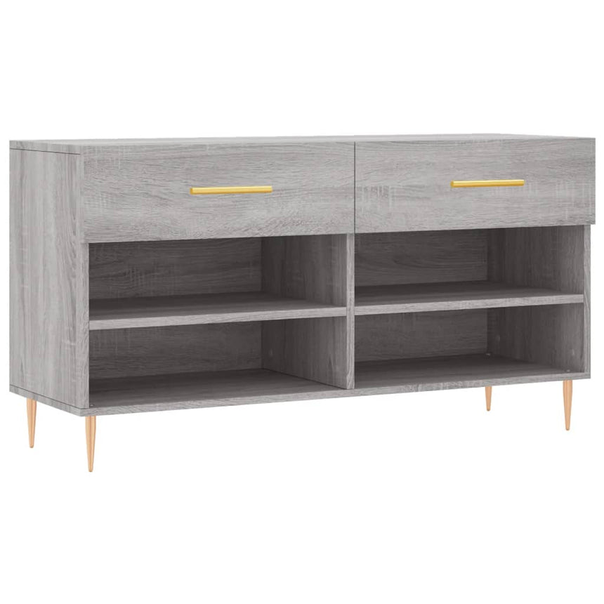Schoenenbank 102X35X55 Cm Bewerkt Hout Eikenkleur Grijs Sonoma