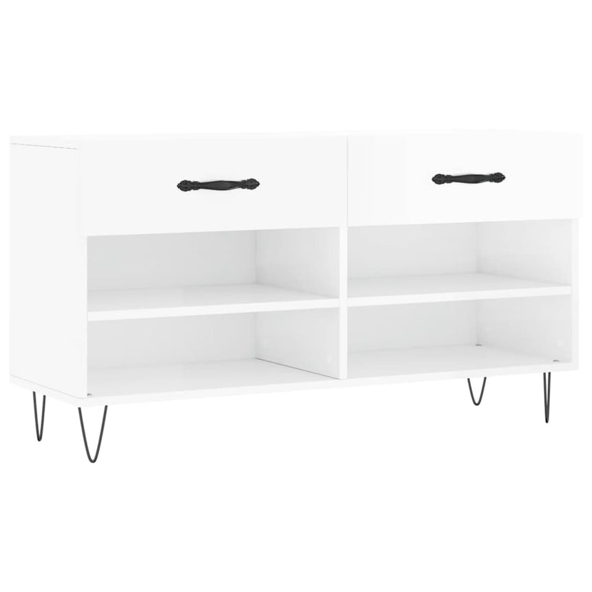 Schoenenbank 102X35X55 Cm Bewerkt Hout Hoogglans Wit