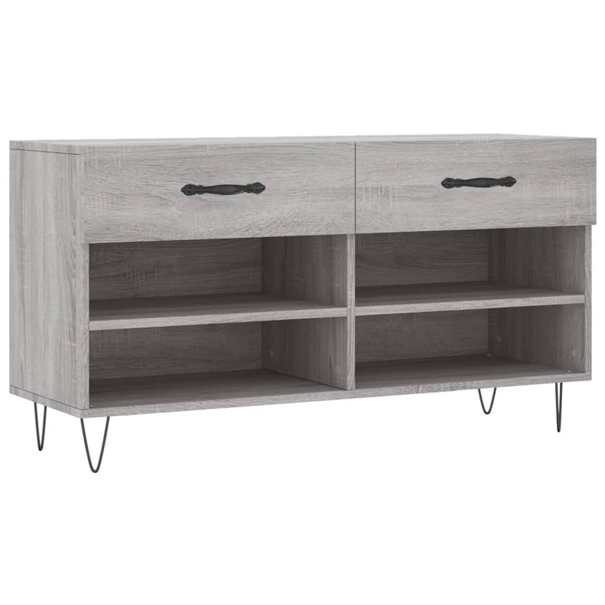 Schoenenbank 102X35X55 Cm Bewerkt Hout Eikenkleur Grijs Sonoma