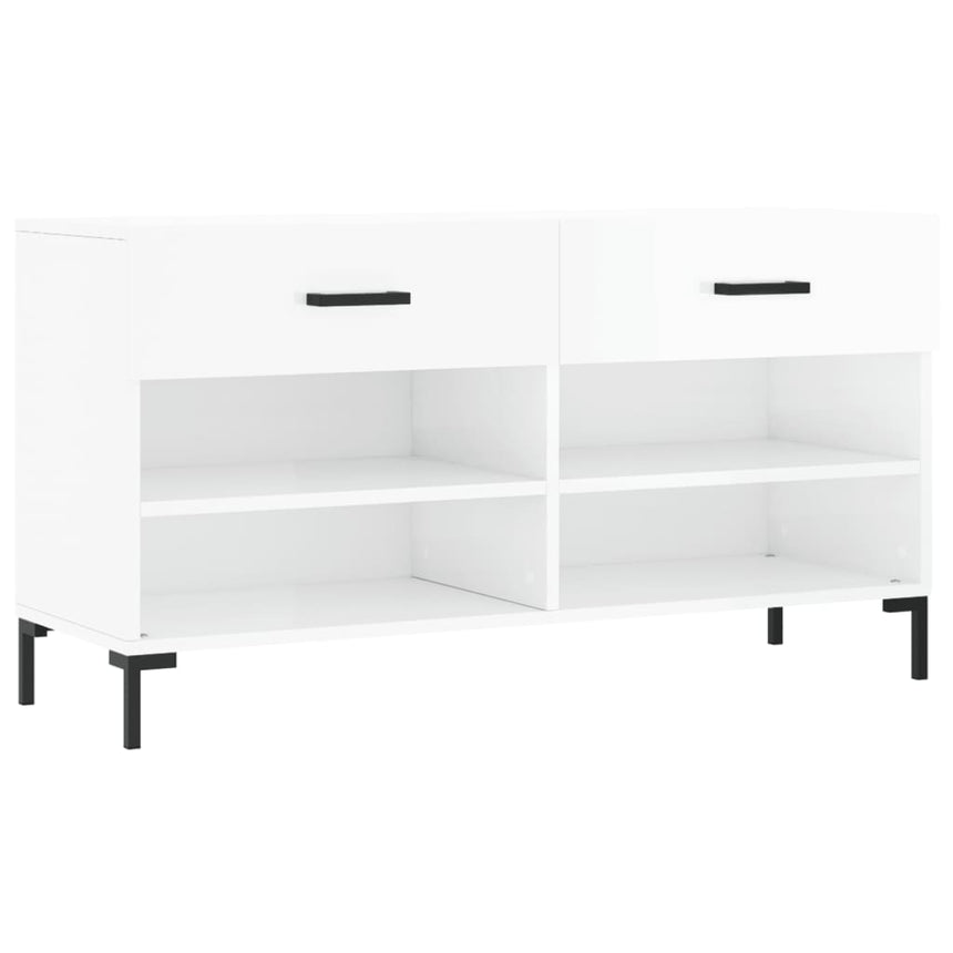 Schoenenbank 102X35X55 Cm Bewerkt Hout Hoogglans Wit