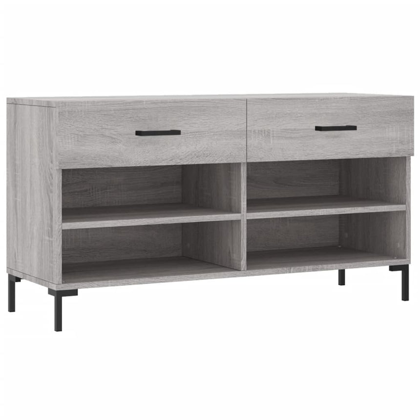 Schoenenbank 102X35X55 Cm Bewerkt Hout Eikenkleur Grijs Sonoma