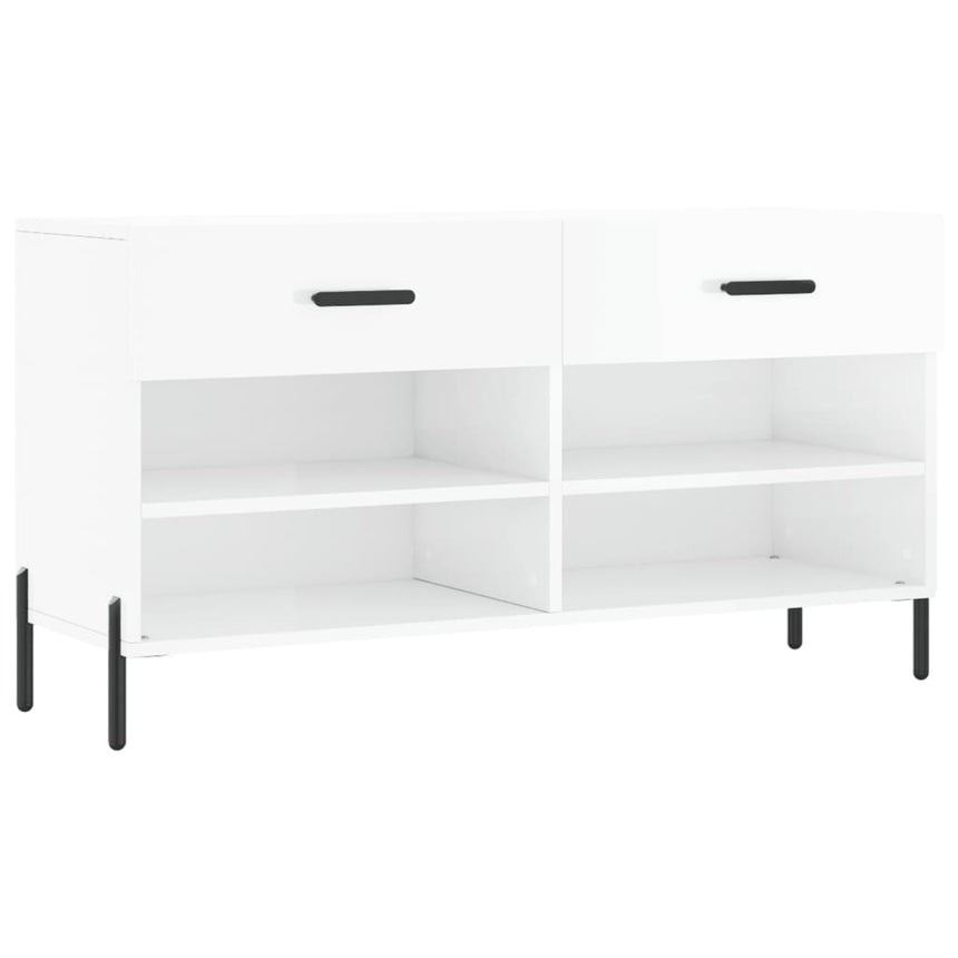 Schoenenbank 102X35X55 Cm Bewerkt Hout Hoogglans Wit