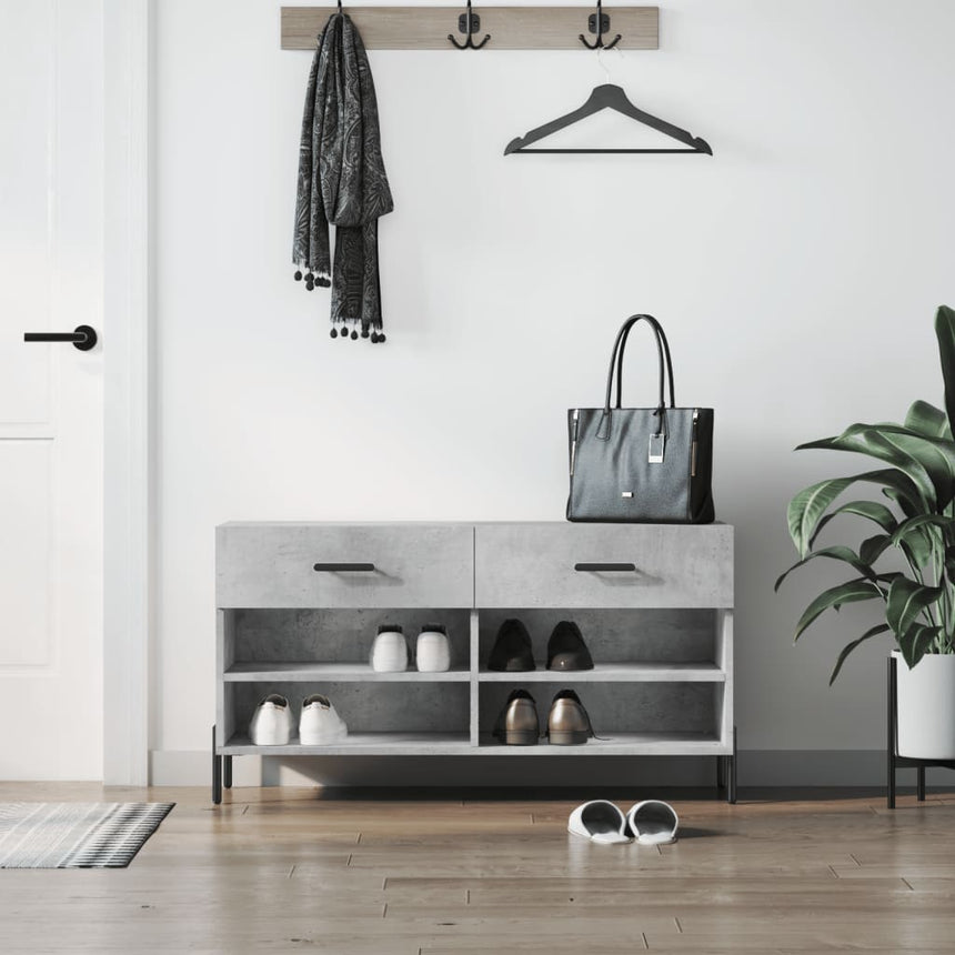 Schoenenbank 102X35X55 Cm Bewerkt Hout Betongrijs