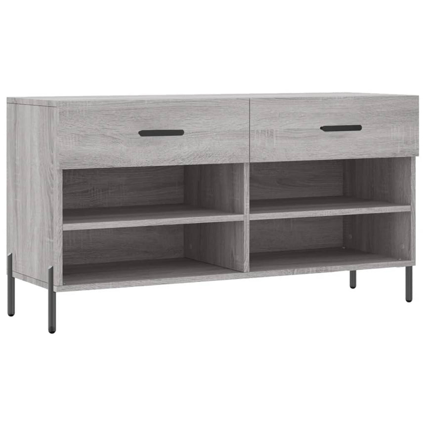 Schoenenbank 102X35X55 Cm Bewerkt Hout Eikenkleur Grijs Sonoma