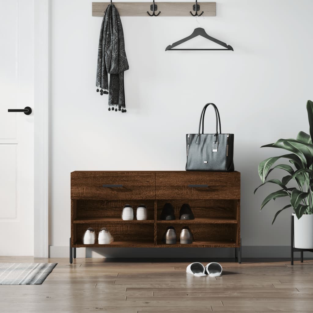 Schoenenbank 102X35X55 Cm Bewerkt Hout Sonoma Eikenkleurig Bruin Eikenkleur