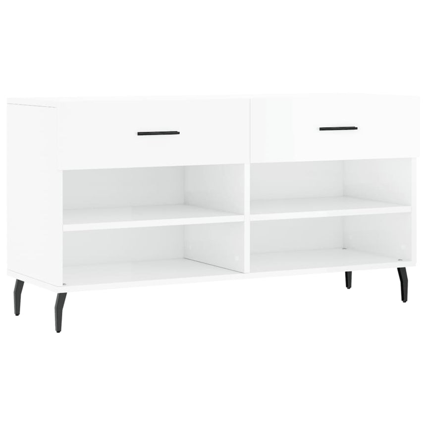 Schoenenbank 102X35X55 Cm Bewerkt Hout Hoogglans Wit