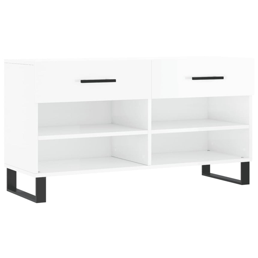 Schoenenbank 102X35X55 Cm Bewerkt Hout Hoogglans Wit