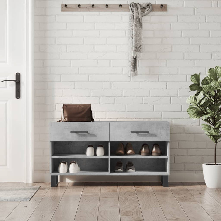 Schoenenbank 102X35X55 Cm Bewerkt Hout Betongrijs