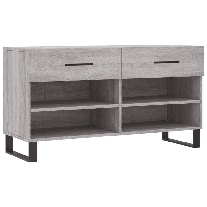 Schoenenbank 102X35X55 Cm Bewerkt Hout Eikenkleur Grijs Sonoma