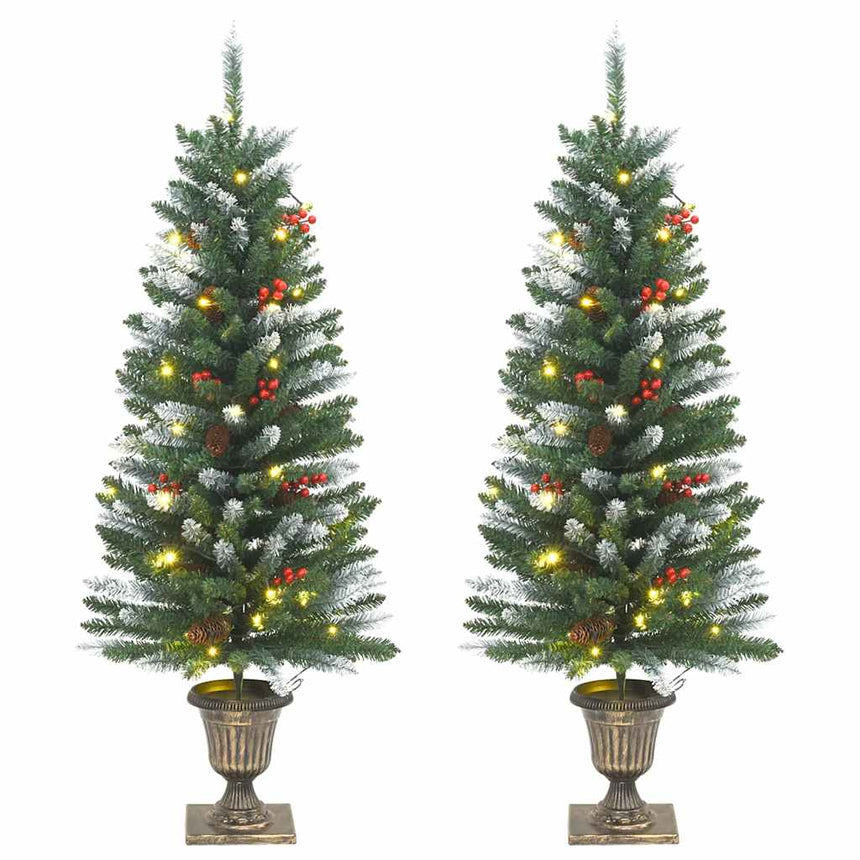 Kunstkerstbomen 2 St 100 Led's 120 Cm Groen En Wit