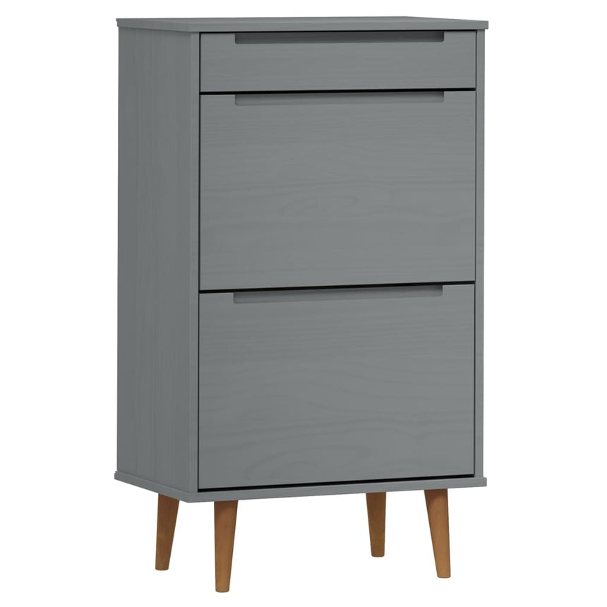 Schoenenkast Molde 59,5X35X103 Cm Massief Grenenhout Grijs