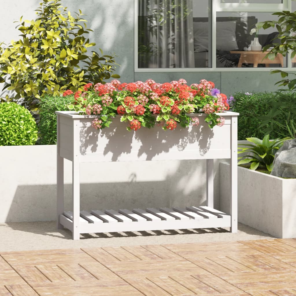 Plantenbak Met Schap 111,5X54X81 Cm Massief Grenenhout