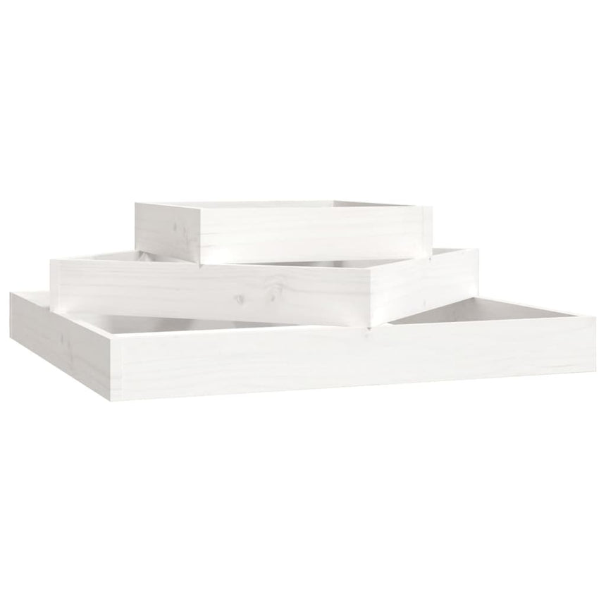 Plantenbak 83X83X27 Cm Massief Grenenhout Wit